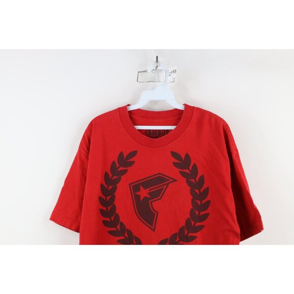 Vintage 90s Y2K Famous Stars and Straps Mens Large Faded Spell Out T-Shirt Red - Picture 2 of 11